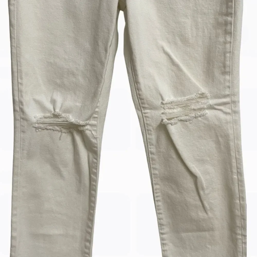 Madewell The Perfect Vintage Crop Jeans Women's 26 Off-White Knee-Rip Edition - Picture 8 of 16